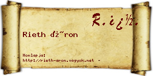 Rieth Áron névjegykártya